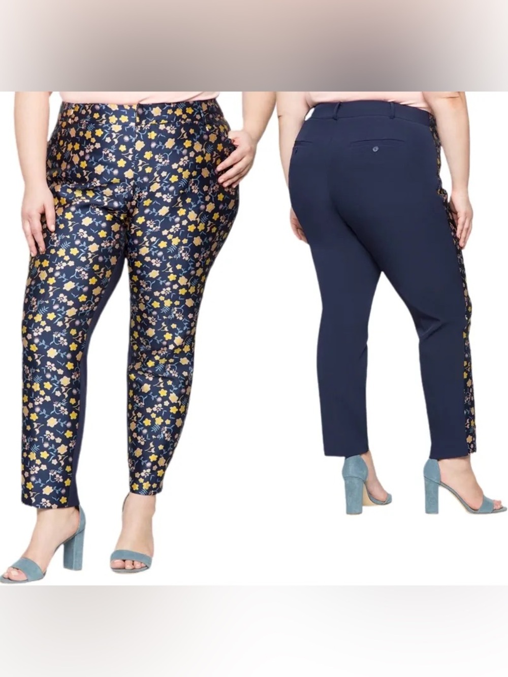 Eloquii Navy Floral Brocade Plus Size Cropped Pants size 22W